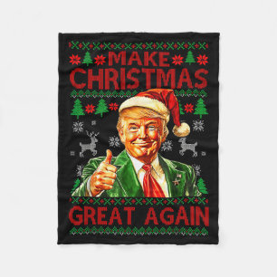Make Christmas Great Again Xmas Funny Trump Pajama Fleece Blanket