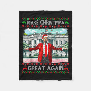 Make Christmas Great Again Xmas Funny Trump Pajama Fleece Blanket