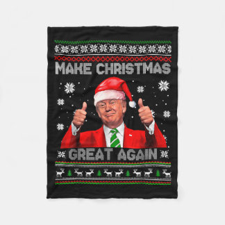 Make Christmas Great Again Xmas Funny Trump Pajama Fleece Blanket
