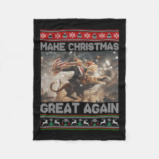 Make Christmas Great Again Xmas Funny Trump Pajama Fleece Blanket