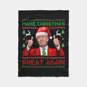 Make Christmas Great Again Xmas Funny Trump Pajama Fleece Blanket