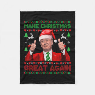 Make Christmas Great Again Xmas Funny Trump Pajama Fleece Blanket