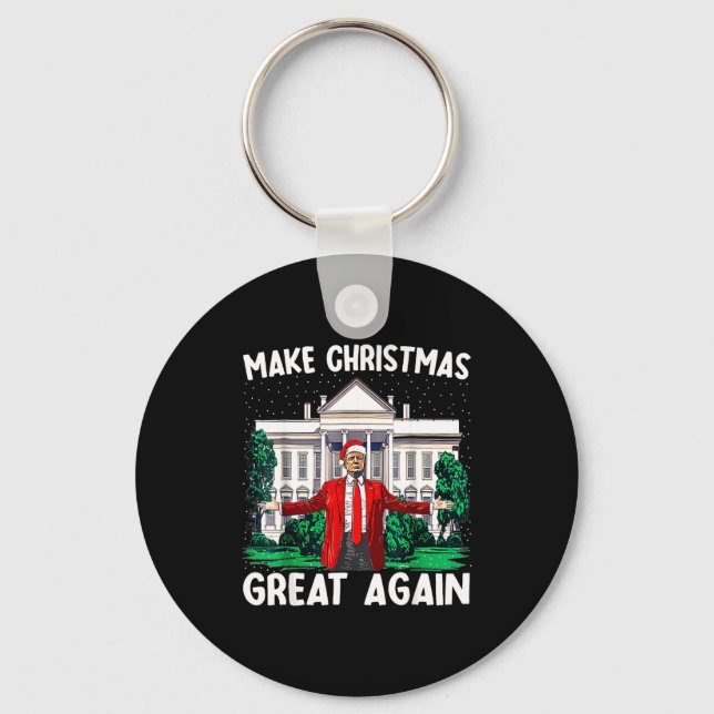Make Christmas Great Again Xmas Funny Trump Pajama Key Ring (Front)