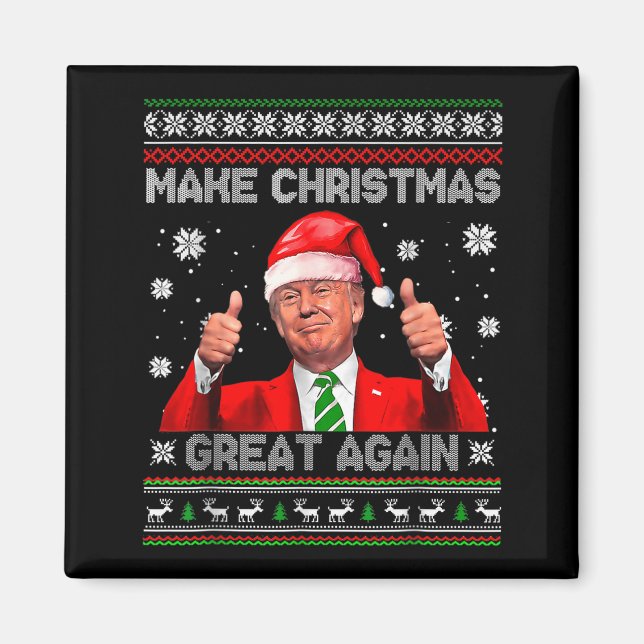 Make Christmas Great Again Xmas Funny Trump Pajama Magnet (Front)