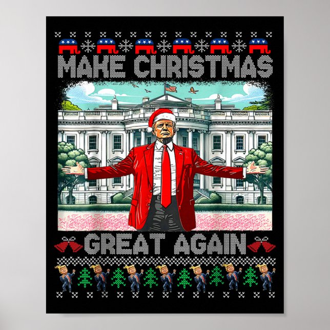Make Christmas Great Again Xmas Funny Trump Pajama Poster (Front)