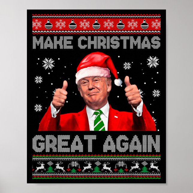 Make Christmas Great Again Xmas Funny Trump Pajama Poster (Front)