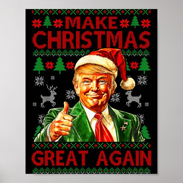 Make Christmas Great Again Xmas Funny Trump Pajama Poster (Front)