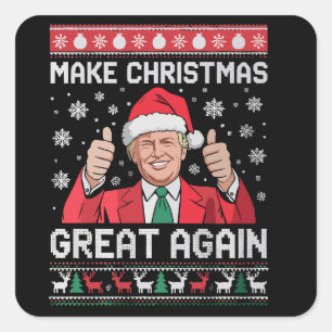 Make Christmas Great Again Xmas Funny Trump Pajama Square Sticker