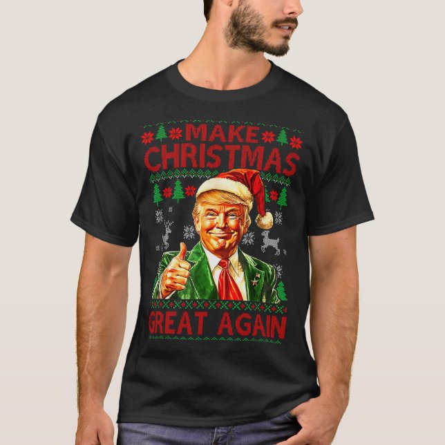 Make Christmas Great Again Xmas Funny Trump Pajama T-Shirt (Front)