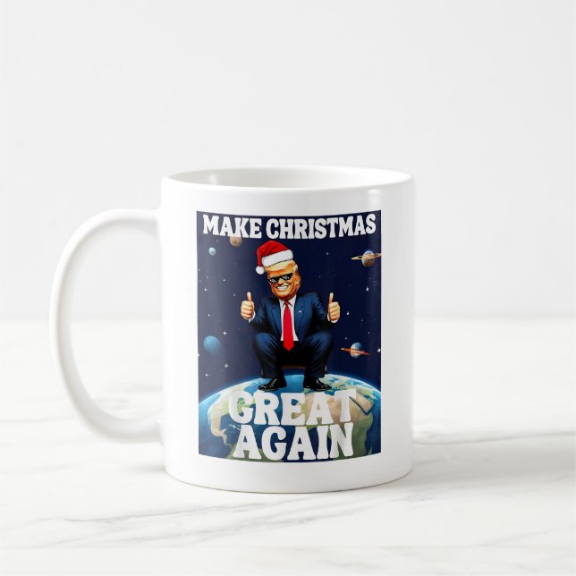 Make Christmas Great Again Xmas Funny Trump Ugly Coffee Mug (Left)
