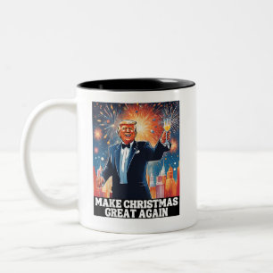 Make Christmas Great Again Xmas Funny Trump Ugly Two-Tone Coffee Mug