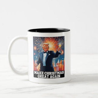 Make Christmas Great Again Xmas Funny Trump Ugly Two-Tone Coffee Mug