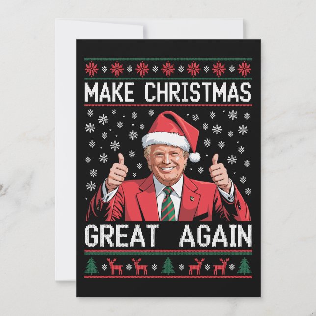 Make Christmas Great Again Xmas Trump Ugly Pyjamas Holiday Card (Front)