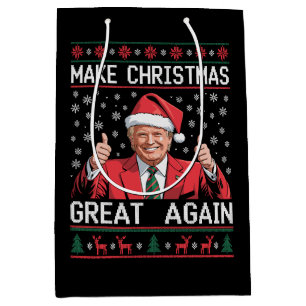 Make Christmas Great Again Xmas Trump Ugly Pyjamas Medium Gift Bag