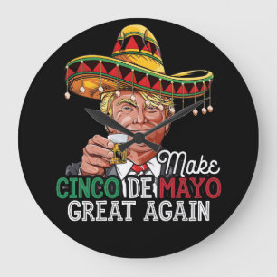 Make Cinco de Mayo Great Again-Women Trump Sombrer Large Clock