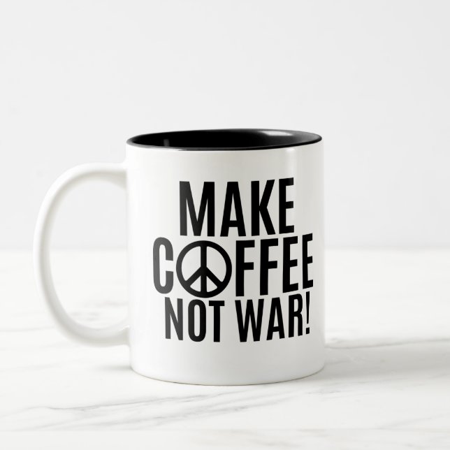 Make Coffee Not War Two-Tone Coffee Mug (Left)
