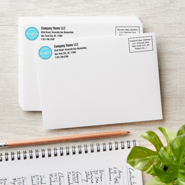 Make Custom Company Logo Return Address Indicia A6 Envelope (Stacked)