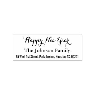 Make Custom Elegant Happy New Year Return Address Rubber Stamp