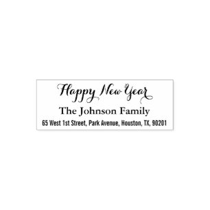Make Custom Elegant Happy New Year Return Address Self-inking Stamp