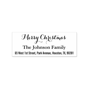 Make Custom Elegant Merry Christmas Return Address Rubber Stamp