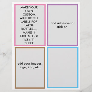 MAKE CUSTOM  PAPER WINE BOTTLE LABELS FOR LARGE