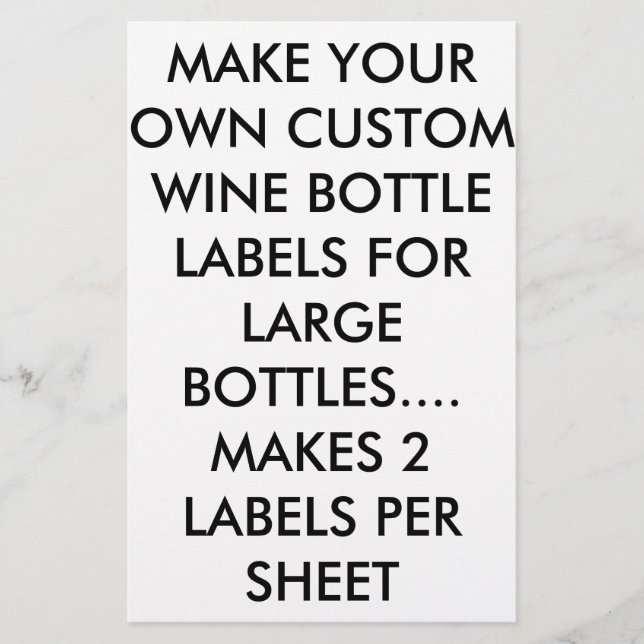 MAKE CUSTOM  PAPER WINE BOTTLE LABELS FOR LARGE (Front)