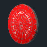 Make Dart Games Great Again  Dartboard<br><div class="desc">Dartboard Dart Board dart tossing throwing fun competitive game set and wall hanging art decor printed with a Make America Great Again play on words and product names with white text on MAGA red background colour style by TheFabricSeal print on demand shop at Zazzle.com #ZazzleMade https://www.zazzle.com/store/thefabricseal TheFabricSeal©️Original. This is a play...</div>