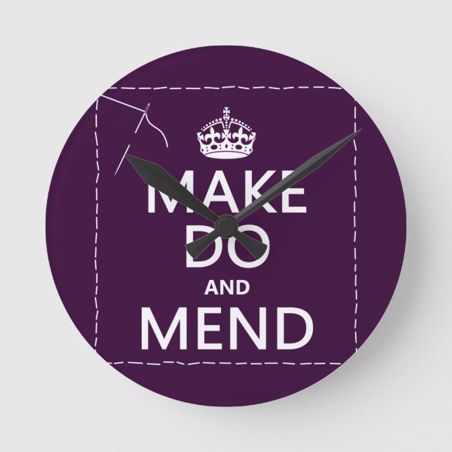 Make Do and Mend (all colours) Round Clock (Front)