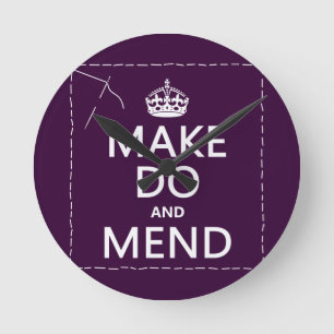 Make Do and Mend (all colours) Round Clock