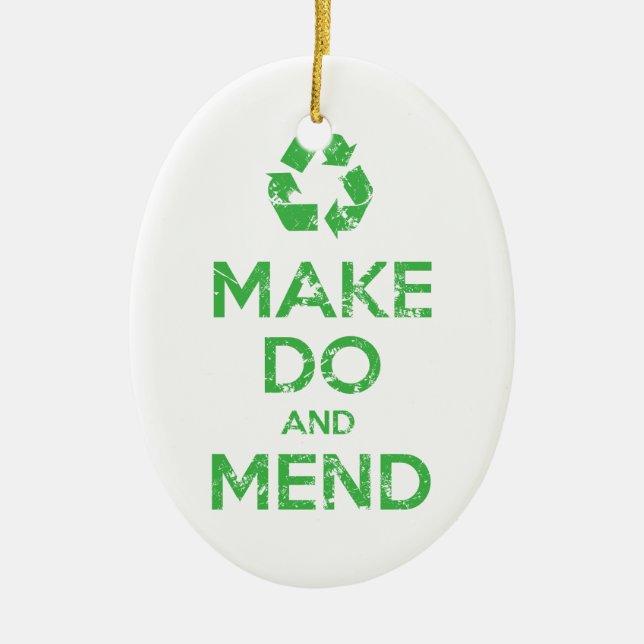Make Do and Mend Ceramic Tree Decoration (Front)