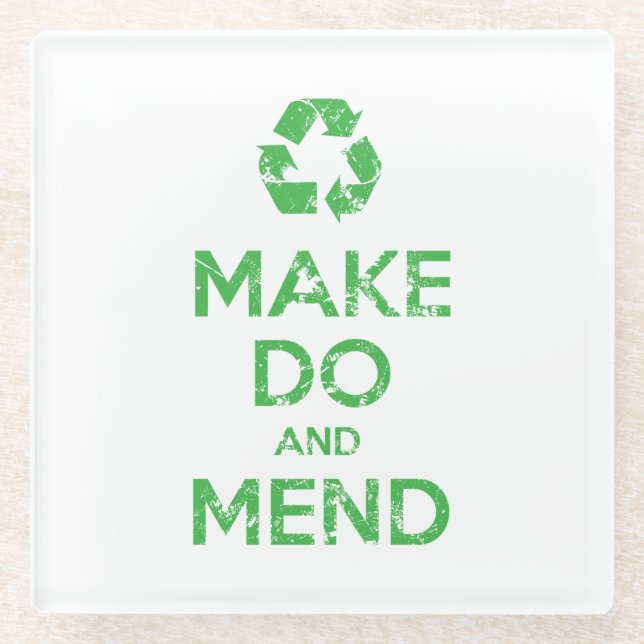 Make Do and Mend Glass Coaster (Front)