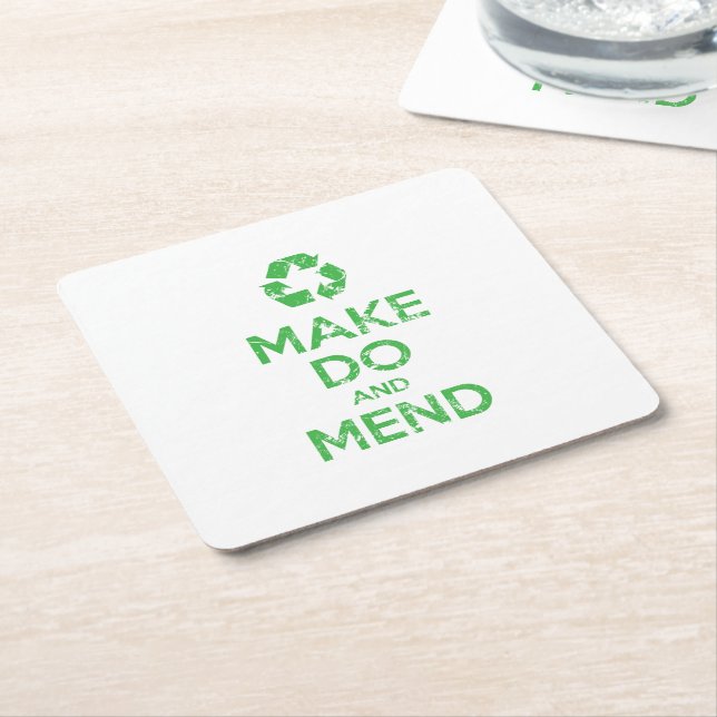 Make Do and Mend Square Paper Coaster (Angled)