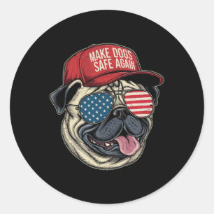 Make Dog Safe Again Red Hat Funny Debate 2024 Classic Round Sticker