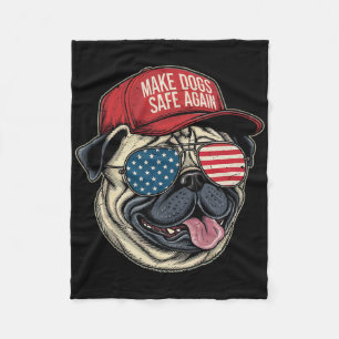 Make Dog Safe Again Red Hat Funny Dete Fleece Blanket