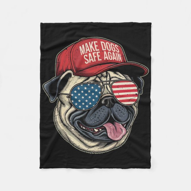 Make Dog Safe Again Red Hat Funny Dete  Fleece Blanket (Front)