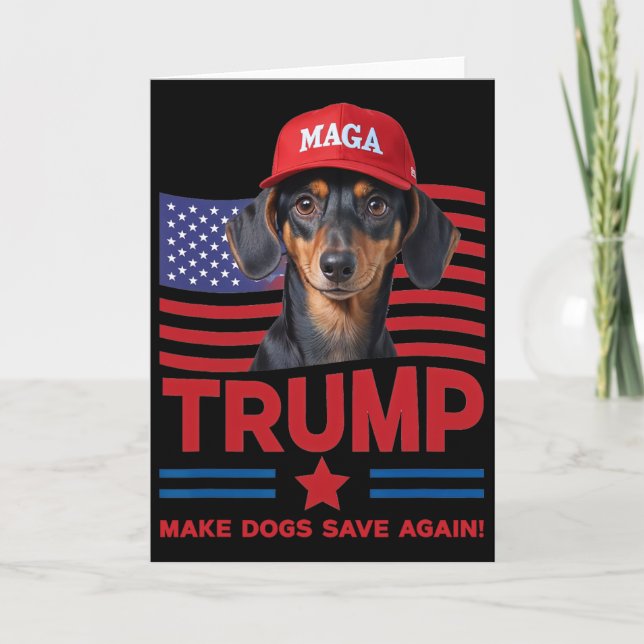 Make Dogs Save Again Funny Trump 2024 Puppy Mega H Card (Front)