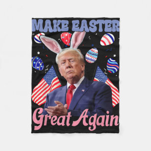Make Easter Great Again Funny Trump Bunny Fleece Blanket