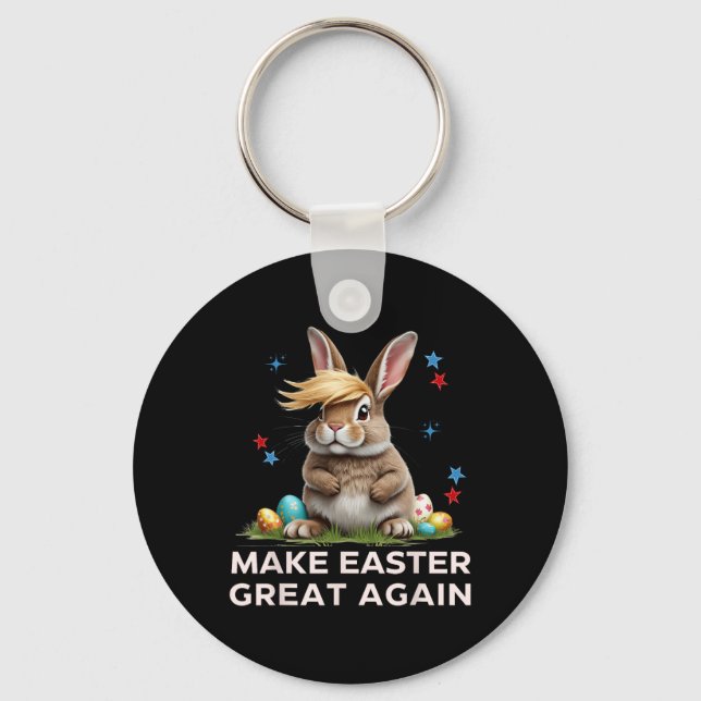 Make Easter Great Again Funny Trump Bunny Spring E Key Ring (Front)