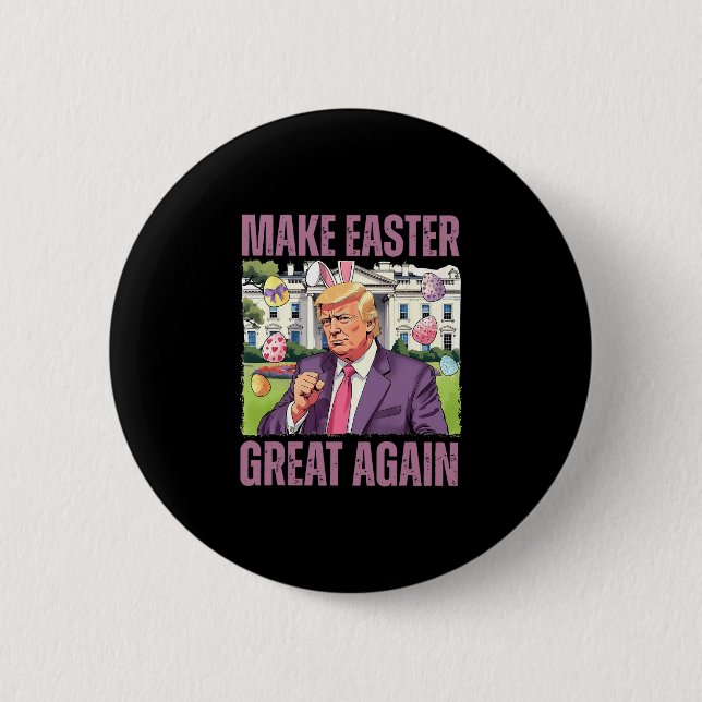 Make Easter Great Again Funny Trump Bunny Spring H 6 Cm Round Badge (Front)