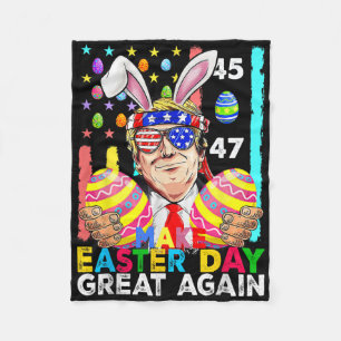 Make Easter Great Again Funny Trump Bunny Spring H Fleece Blanket