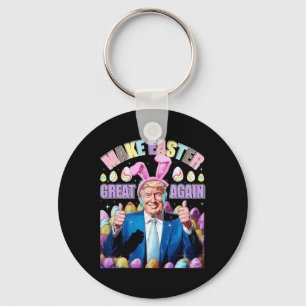 Make Easter Great Again Funny Trump Bunny Spring H Key Ring