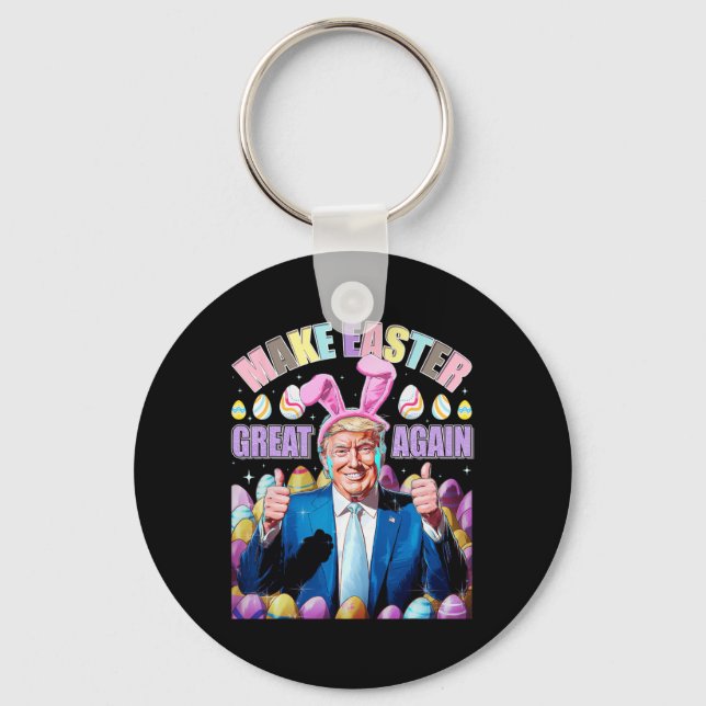 Make Easter Great Again Funny Trump Bunny Spring H Key Ring (Front)