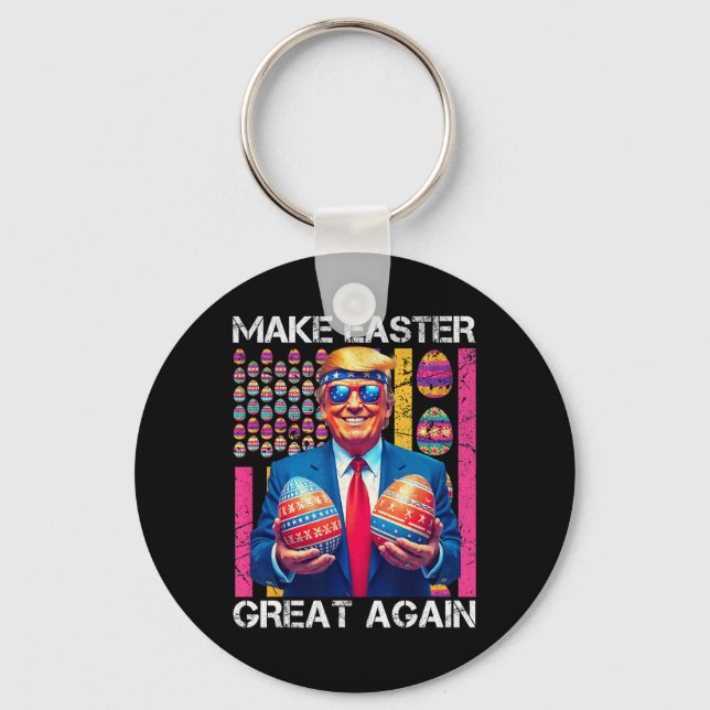 Make Easter Great Again Funny Trump Bunny Spring H Key Ring (Front)