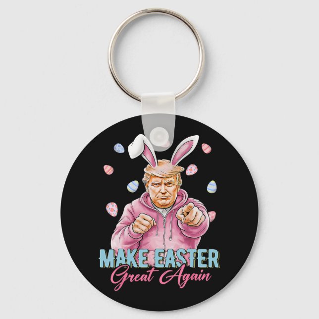Make Easter Great Again Funny Trump Bunny Spring H Key Ring (Front)