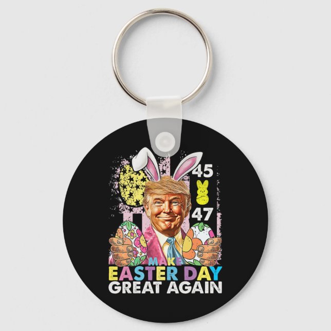 Make Easter Great Again Funny Trump Bunny Spring H Key Ring (Front)