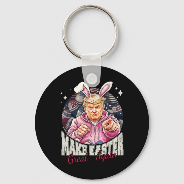 Make Easter Great Again Funny Trump Bunny Spring H Key Ring (Front)