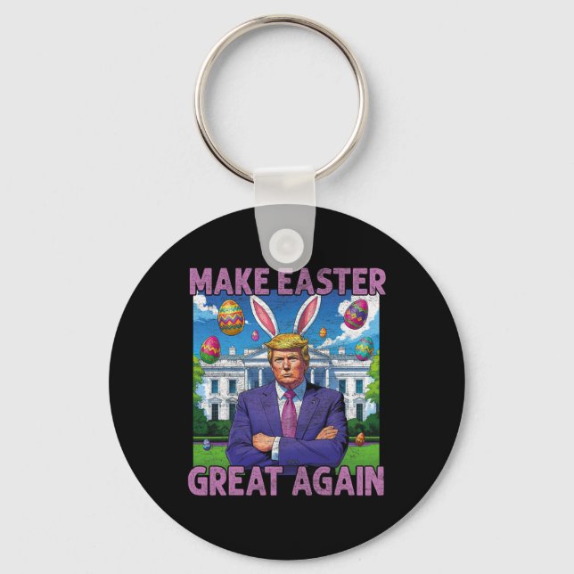 Make Easter Great Again Funny Trump Bunny Spring H Key Ring (Front)