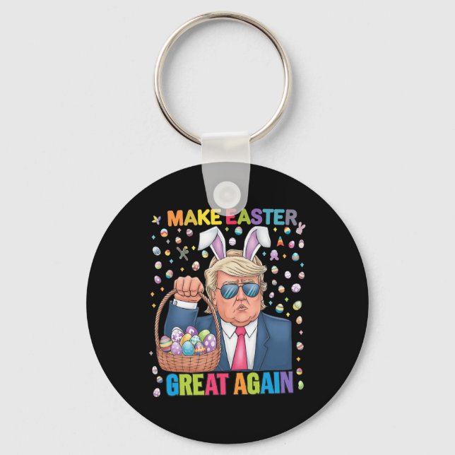 Make Easter Great Again Funny Trump Bunny Spring H Key Ring (Front)