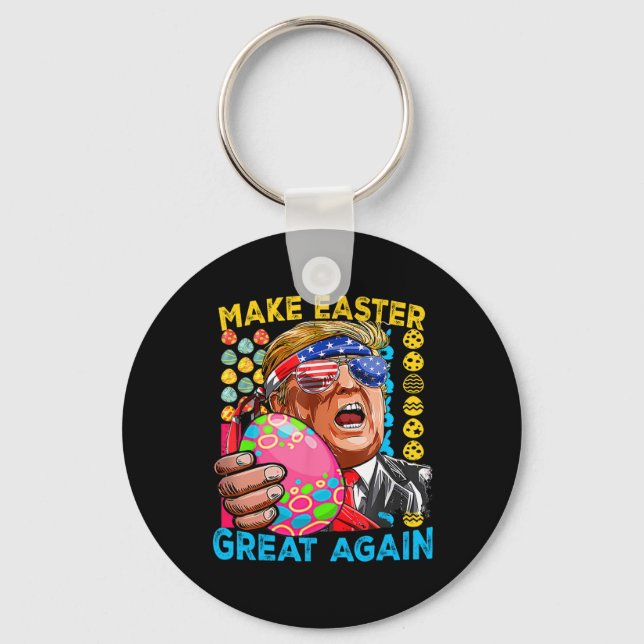 Make Easter Great Again Trump Bunny Flag  Key Ring (Front)
