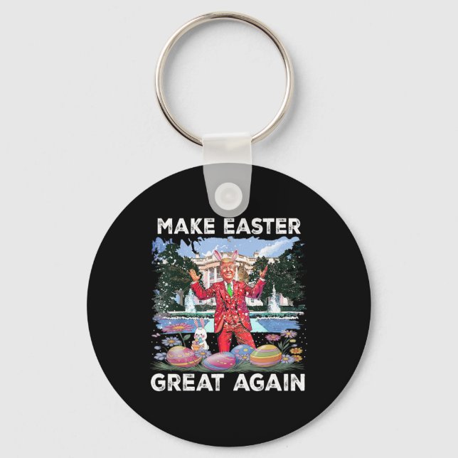 Make Easter Great Again With Trump And Bunny  Key Ring (Front)